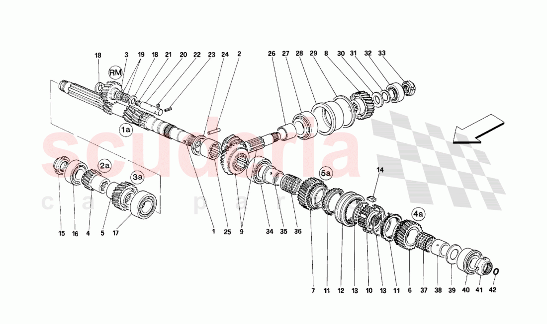 MAIN SHAFT GEARS of Ferrari Ferrari 348 (2.7 Motronic)