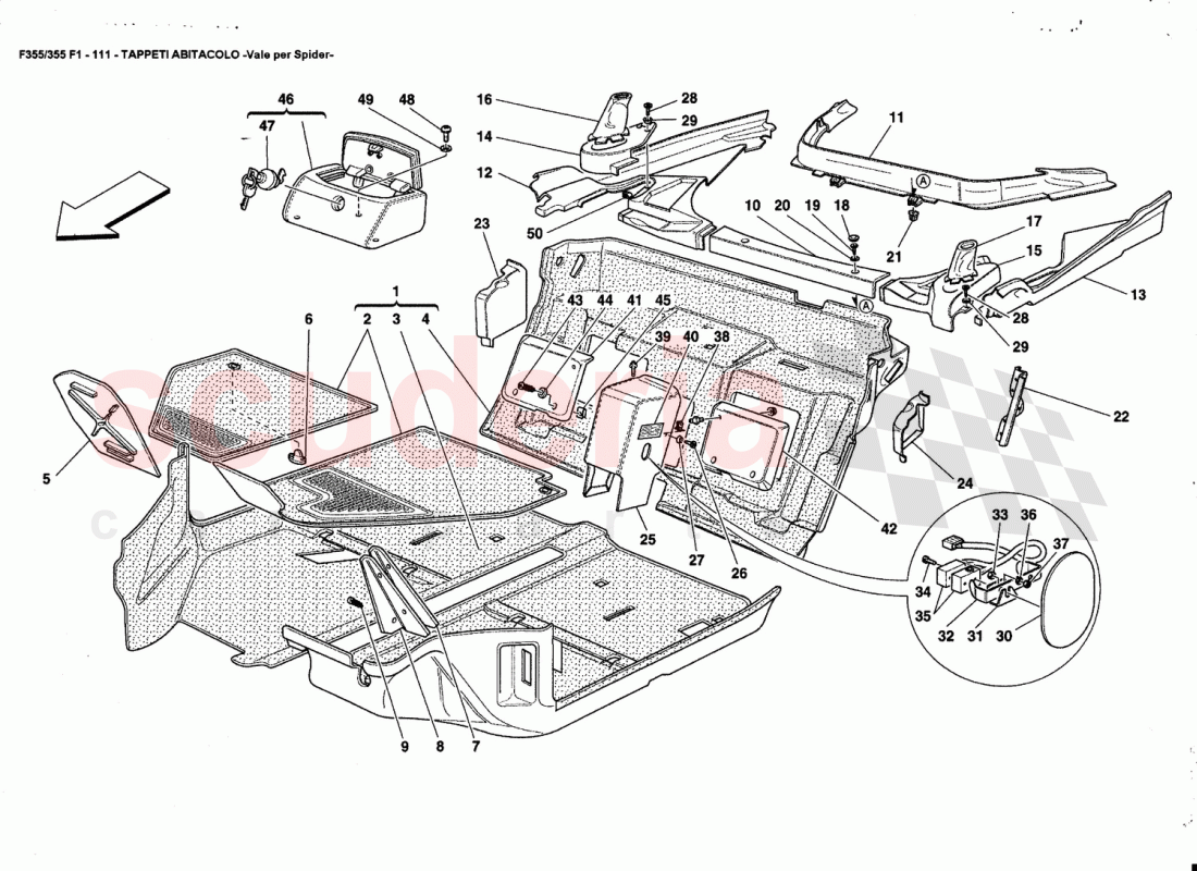 PASSENGERS COMPARTMENT CARPETS -Valid for Spider- of Ferrari Ferrari 355 (5.2 Motronic)