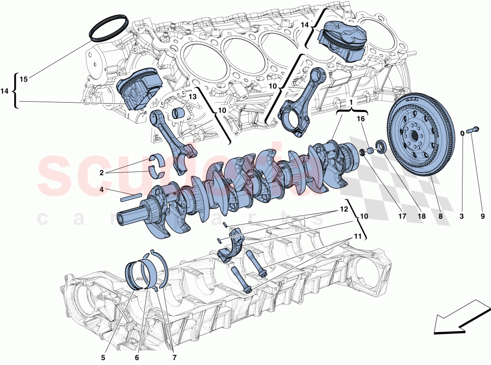 CRANKSHAFT - CONNECTING RODS AND PISTONS of Ferrari Ferrari 812 Superfast/GTS