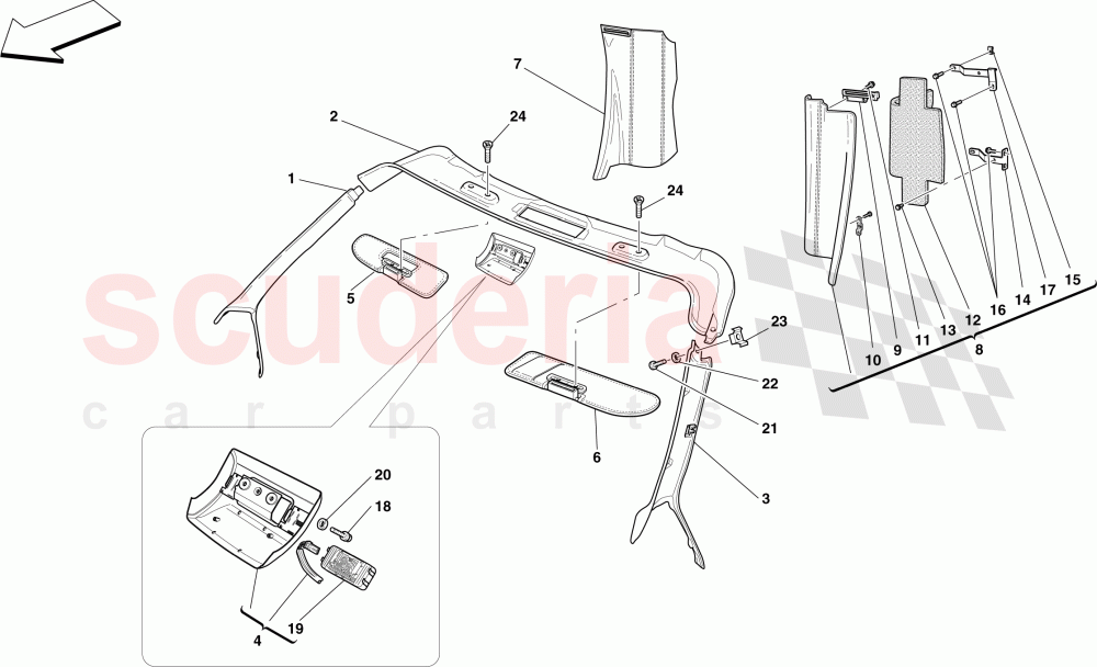 HEADLINER TRIM AND ACCESSORIES -Applicable for Spider 16M- of Ferrari Ferrari 430 Scuderia