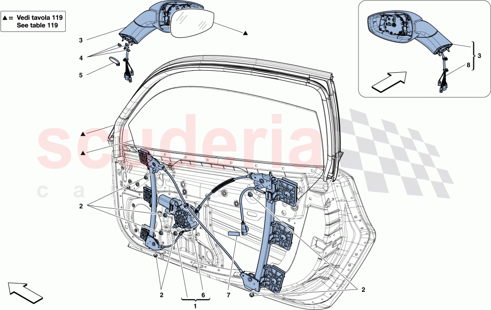 DOORS - POWER WINDOW AND REAR VIEW MIRROR of Ferrari Ferrari 488 GTB