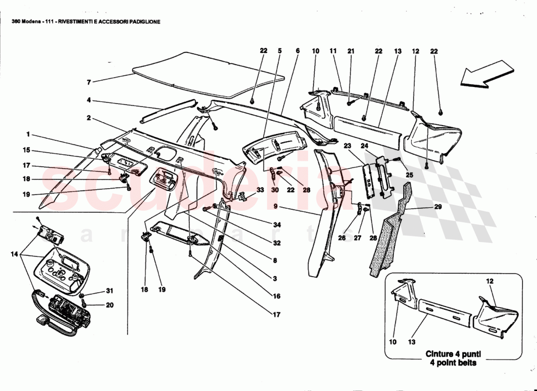 ROOF PANEL UPHOLSTERY AND ACCESSORIES of Ferrari Ferrari 360 Modena