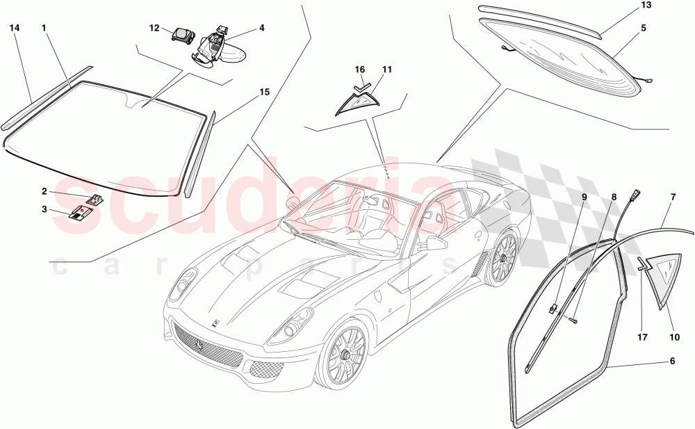 SCREENS, WINDOWS AND SEALS of Ferrari Ferrari 599 GTO