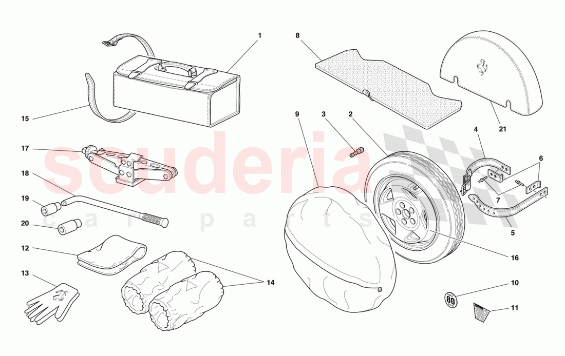 SPARE WHEEL AND ACCESSORIES of Ferrari Ferrari 550 Maranello