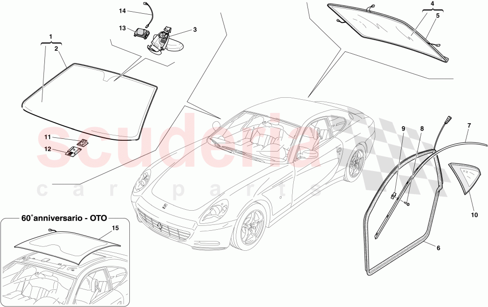 SCREENS, WINDOWS AND SEALS of Ferrari Ferrari 612 Scaglietti