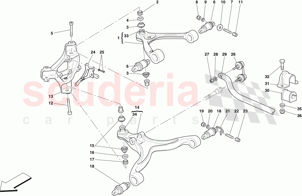 FRONT SUSPENSION - ARMS AND STABILISER BAR of Ferrari Ferrari 612 Sessanta