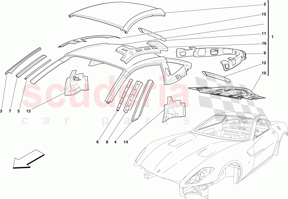 BODYSHELL - ROOF of Ferrari Ferrari 599 GTB Fiorano