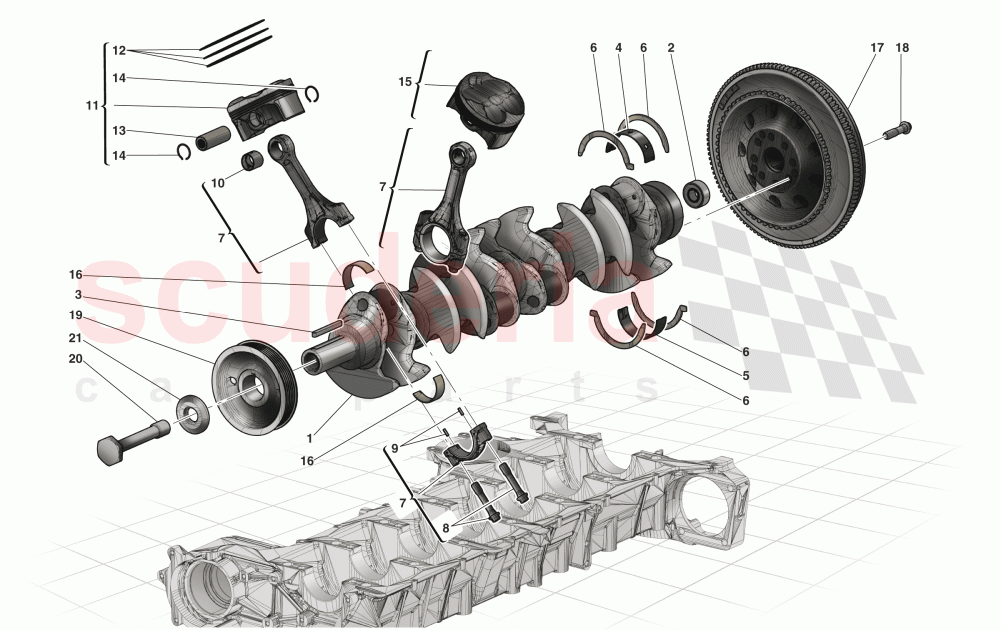 CRANKSHAFT - CONNECTING RODS AND PISTONS of Ferrari Ferrari LaFerrari