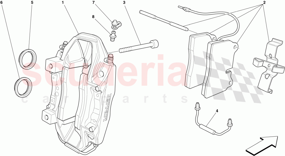 REAR BRAKE CALLIPER of Ferrari Ferrari 599 GTB Fiorano