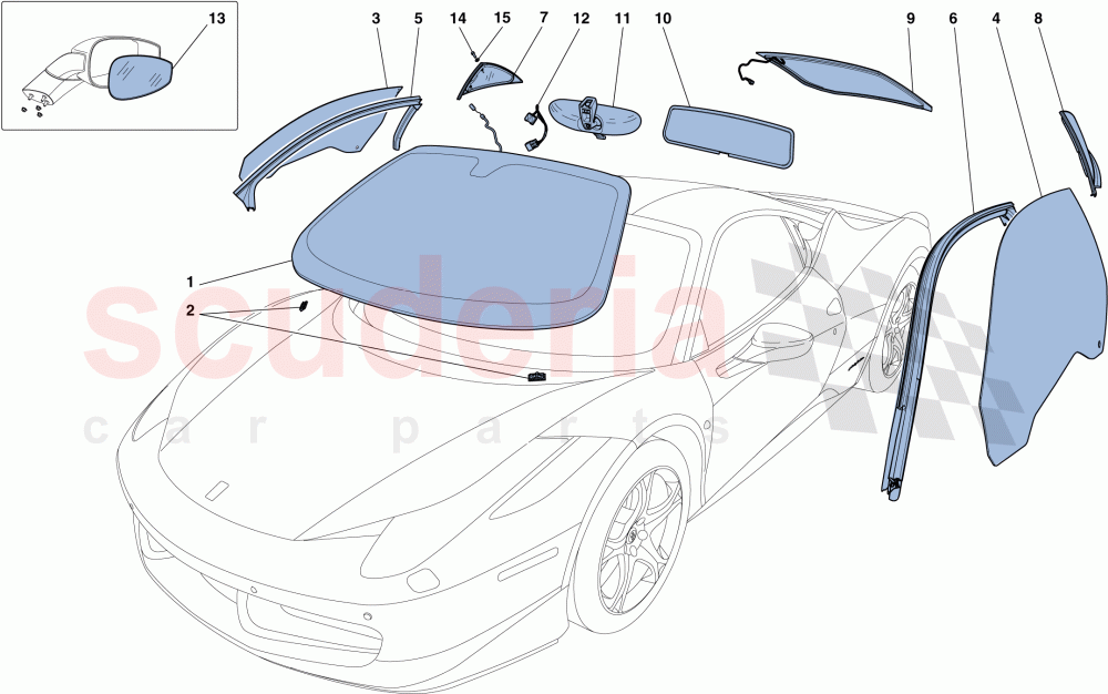 SCREENS, WINDOWS AND SEALS of Ferrari Ferrari 458 Italia