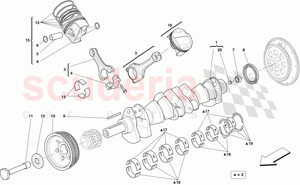 CRANKSHAFT - CONNECTING RODS AND PISTONS of Ferrari Ferrari 599 GTO