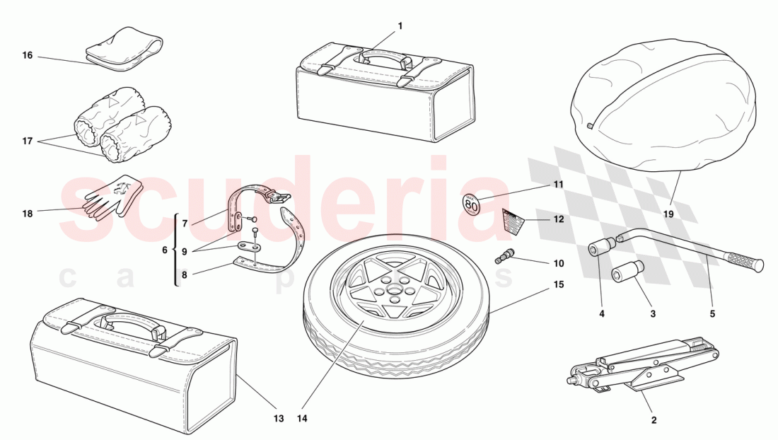 SPARE WHEEL AND EQUIPMENT -Optionals- of Ferrari Ferrari 456 GT/GTA