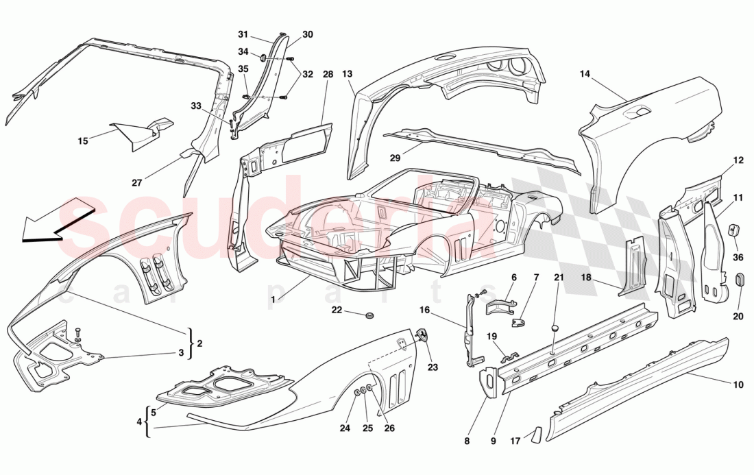 BODY - OUTER TRIMS of Ferrari Ferrari 550 Barchetta