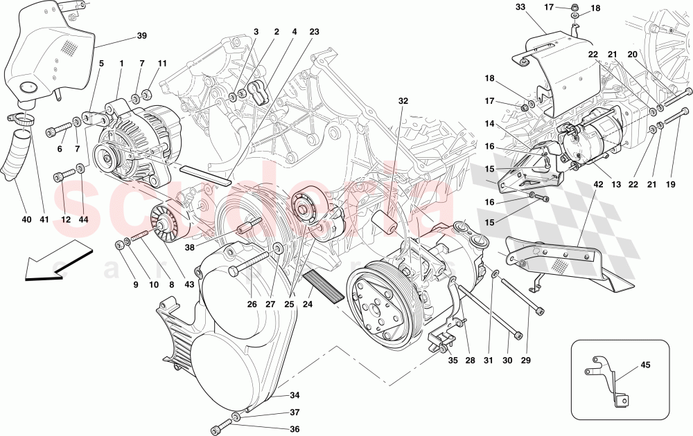 ALTERNATOR, STARTER MOTOR AND AC COMPRESSOR of Ferrari Ferrari 599 GTO