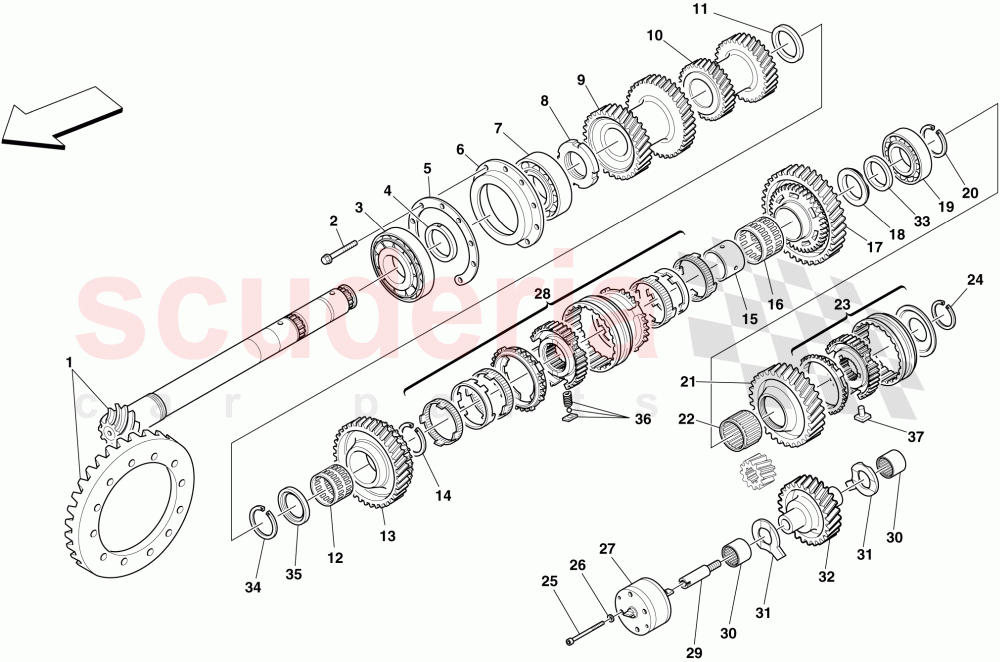 SECONDARY SHAFT GEARS of Ferrari Ferrari 430 Scuderia Spider 16M