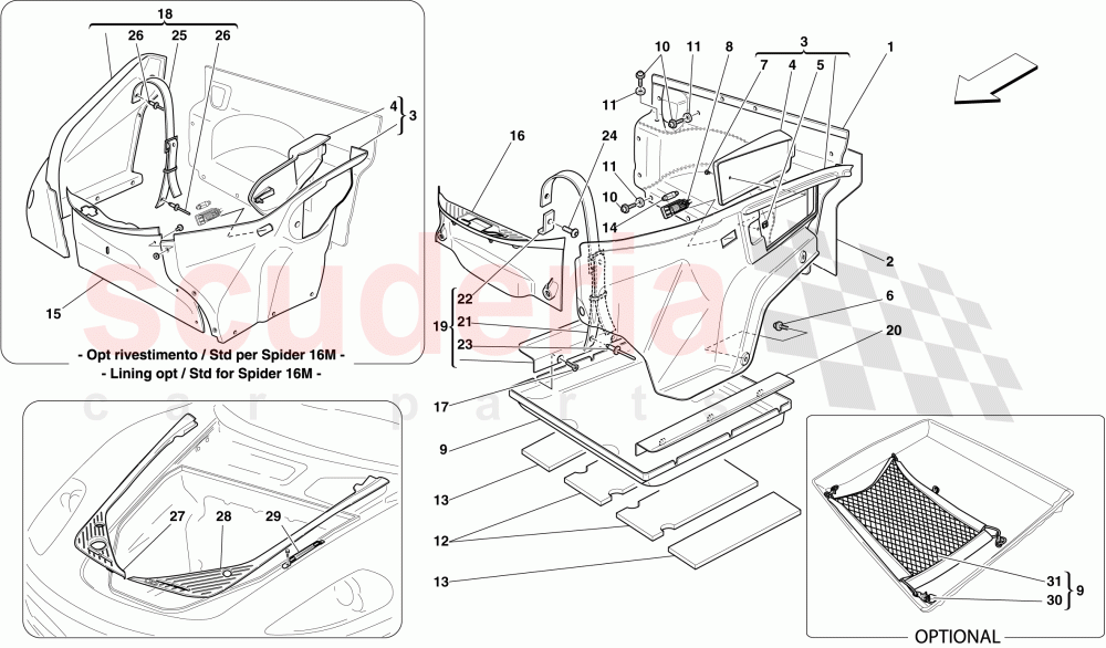 FRONT COMPARTMENT TRIM of Ferrari Ferrari 430 Scuderia Spider 16M