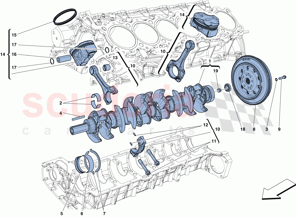 CRANKSHAFT - CONNECTING RODS AND PISTONS of Ferrari Ferrari F12 Berlinetta