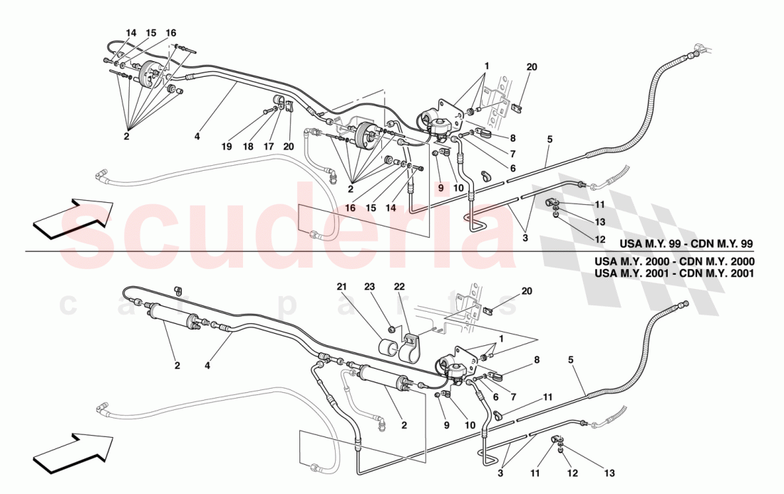 FUEL COOLING SYSTEM -Valid for USA M.Y. 99, CDN M.Y. 99, USA M.Y. 2000, CDN M.Y. 2000, USA M.Y. 2001 of Ferrari Ferrari 550 Maranello