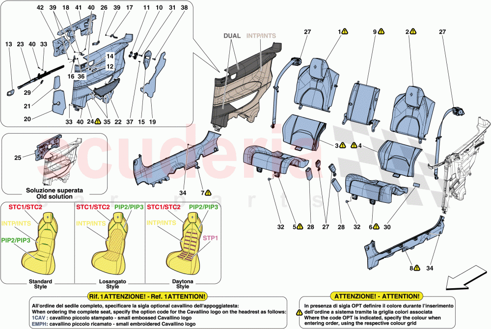 REAR SEAT - SEAT BELTS - INTERIOR TRIM of Ferrari Ferrari GTC4Lusso T