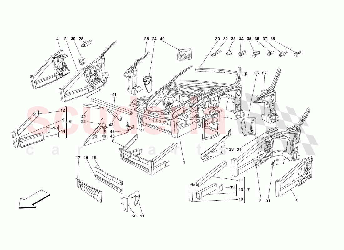 Frame - Front Elements Structures and Plates of Ferrari Ferrari 430 Challenge (2006)