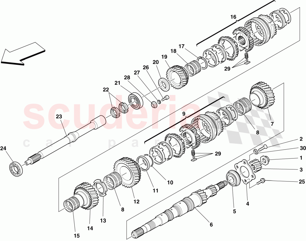 PRIMARY SHAFT GEARS of Ferrari Ferrari 430 Scuderia Spider 16M