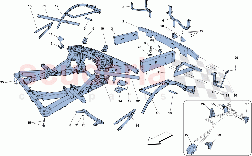 CHASSIS - STRUCTURE, REAR ELEMENTS AND PANELS of Ferrari Ferrari 458 Speciale