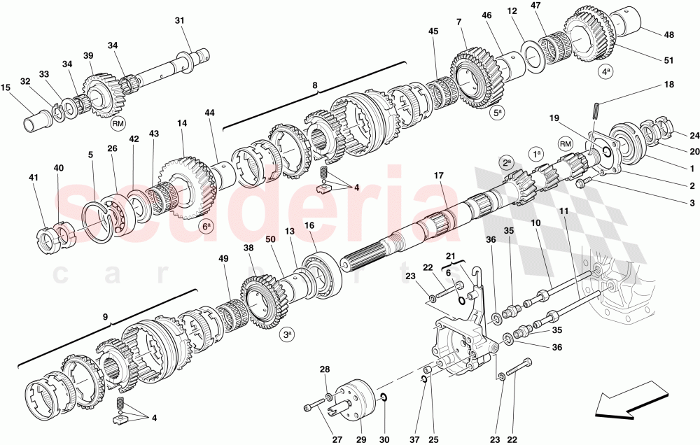 PRIMARY GEARBOX SHAFT GEARS AND GEARBOX OIL PUMP of Ferrari Ferrari 599 SA Aperta