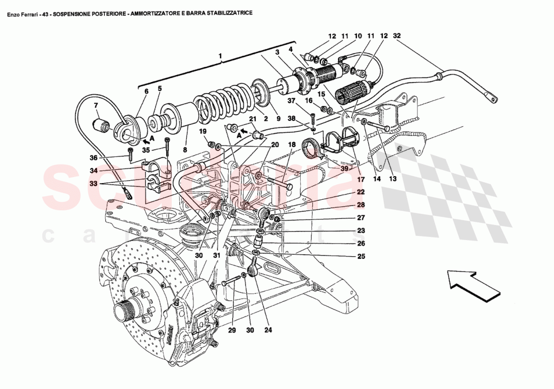 REAR SUSPENSIONS - SHOCK ABSORBER AND STABILIZER BAR of Ferrari Ferrari Enzo