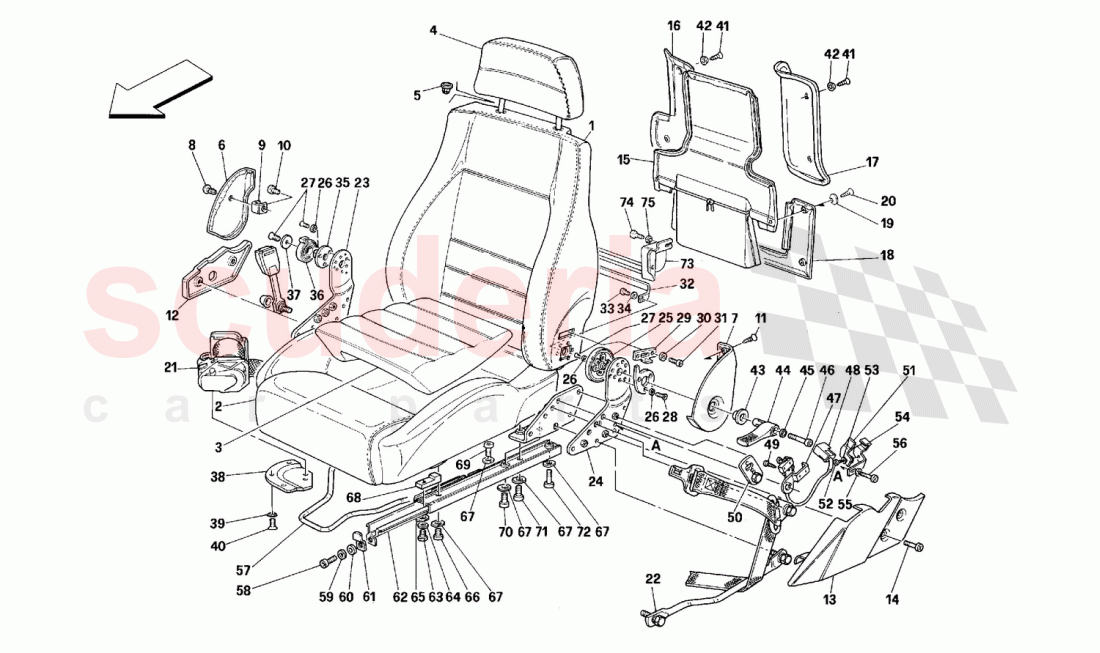 SEATS AND SAFETY BELTS -Valid for USA- of Ferrari Ferrari 348 (2.7 Motronic)