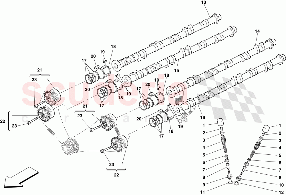 TIMING SYSTEM - TAPPETS AND SHAFTS of Ferrari Ferrari 599 GTB Fiorano