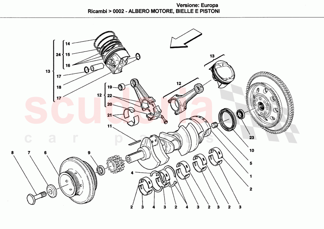 CRANKSHAFT, CONNECTING RODS AND PISTONS of Ferrari Ferrari California (2008-2011)