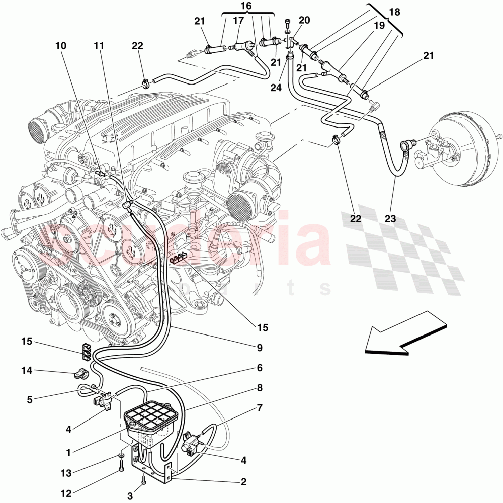 PNEUMATIC ACTUATOR SYSTEM of Ferrari Ferrari 612 Sessanta