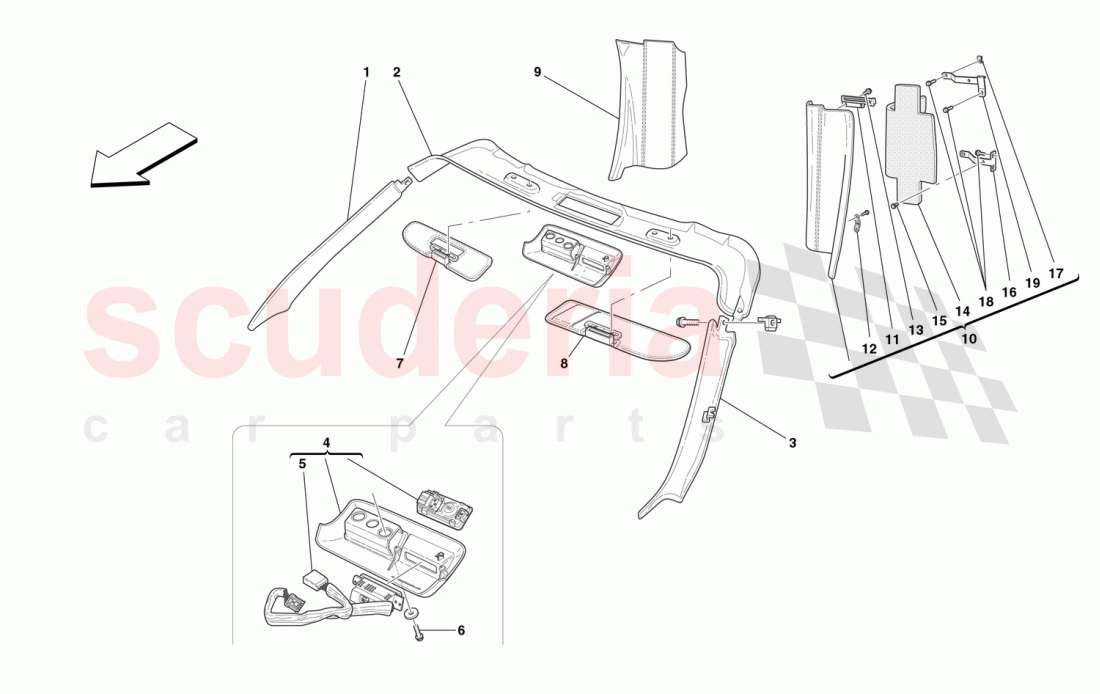 ROOF PANEL UPHOLSTERY AND ACCESSORIES of Ferrari Ferrari 360 Spider