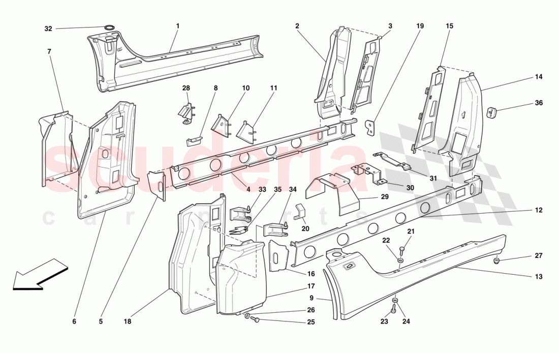 CENTRAL STRUCTURES AND COMPONENTS of Ferrari Ferrari 456 M GT/GTA