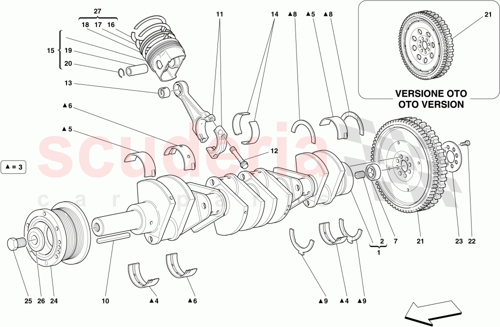 CRANKSHAFT - CONNECTING RODS AND PISTONS of Ferrari Ferrari 612 Scaglietti