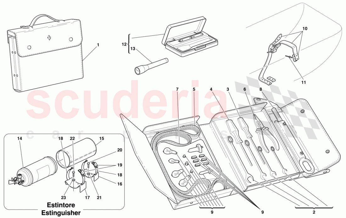 TOOLS EQUIPMENT AND FIXINGS of Ferrari Ferrari 550 Barchetta