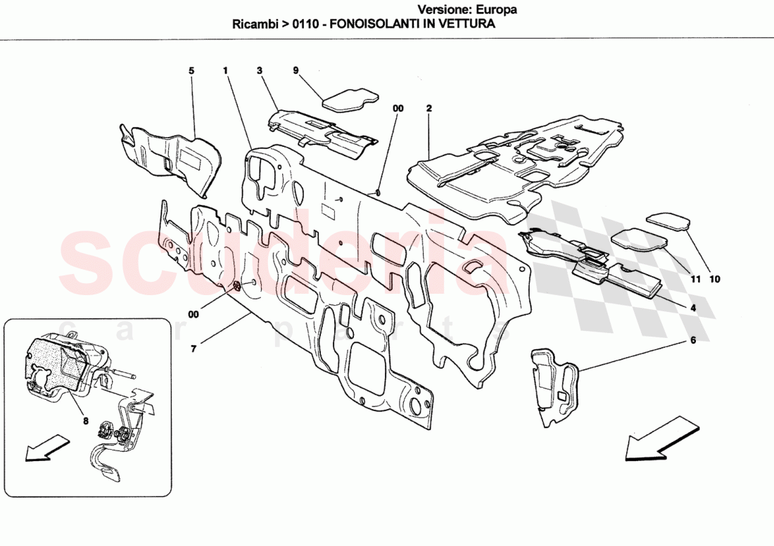 SOUND-PROOFING PANELS INSIDE THE VEHICLE of Ferrari Ferrari California (2008-2011)