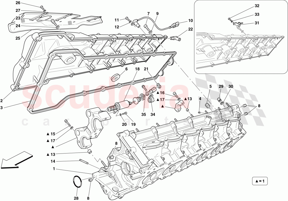 RIGHT HAND CYLINDER HEAD of Ferrari Ferrari 599 GTB Fiorano