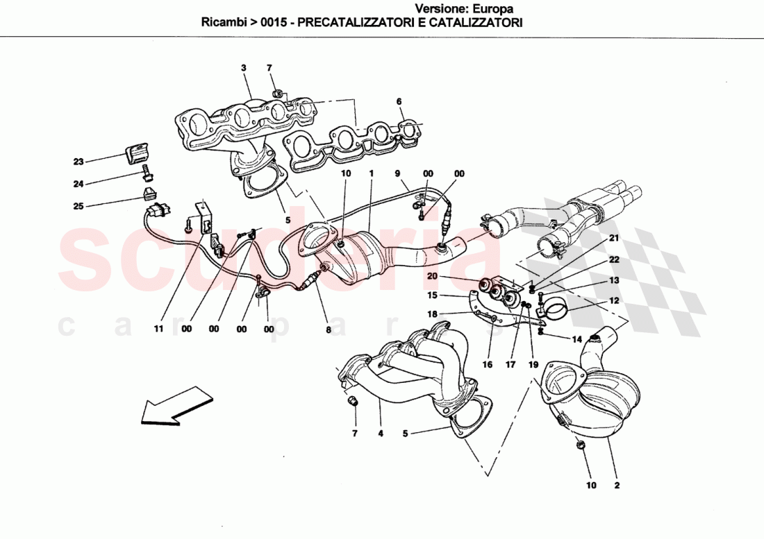 PRE-CATALYTIC CONVERTERS AND CATALYTIC CONVERTERS of Ferrari Ferrari California (2008-2011)