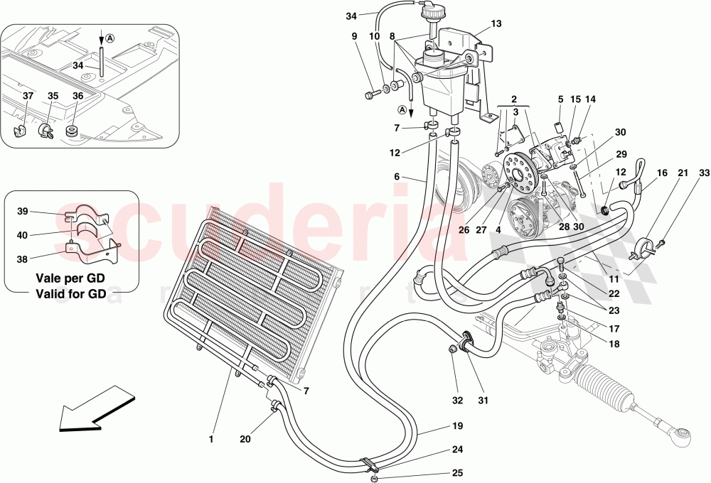 HYDRAULIC FLUID RESERVOIR, PUMP AND COIL FOR POWER STEERING SYSTEM of Ferrari Ferrari 599 SA Aperta