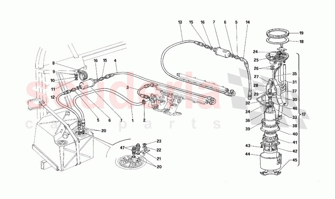 Pump and fuel piping -Valid for USA- of Ferrari Ferrari F40