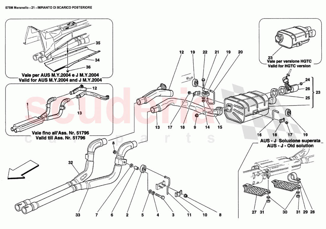 REAR EXHAUST SYSTEM of Ferrari Ferrari 575M Maranello