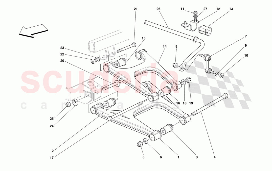 REAR SUSPENSION - WISHBONES AND STABILIZER BAR of Ferrari Ferrari 550 Maranello