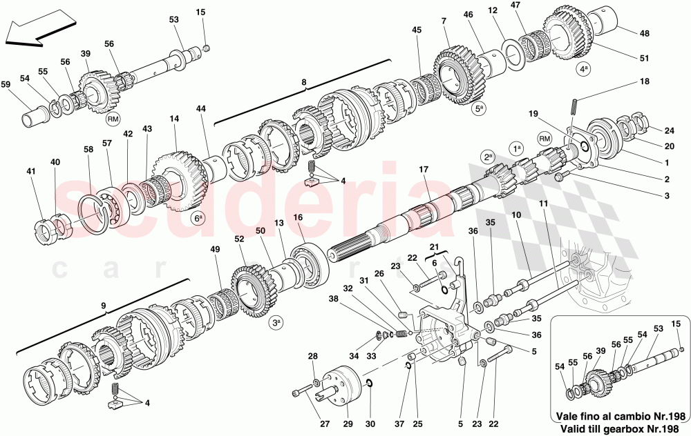 PRIMARY GEARBOX SHAFT GEARS AND GEARBOX OIL PUMP of Ferrari Ferrari 612 Scaglietti