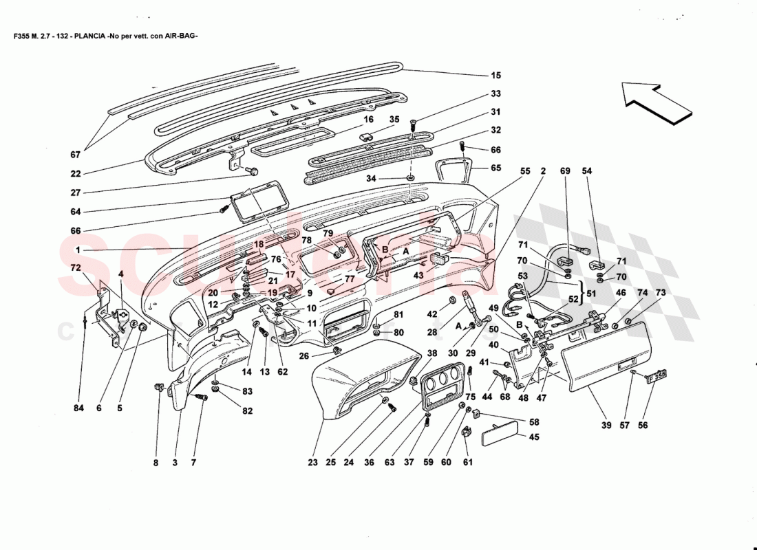 DASHBOARD -Nat far AIR-BAG cars- of Ferrari Ferrari 355 (2.7 Motronic)