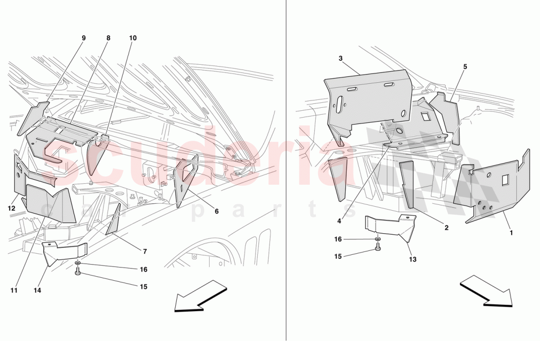 ENGINE COMPARTMENT FIRE-PROOF INSULATIONS -Valid for GD- of Ferrari Ferrari 550 Barchetta