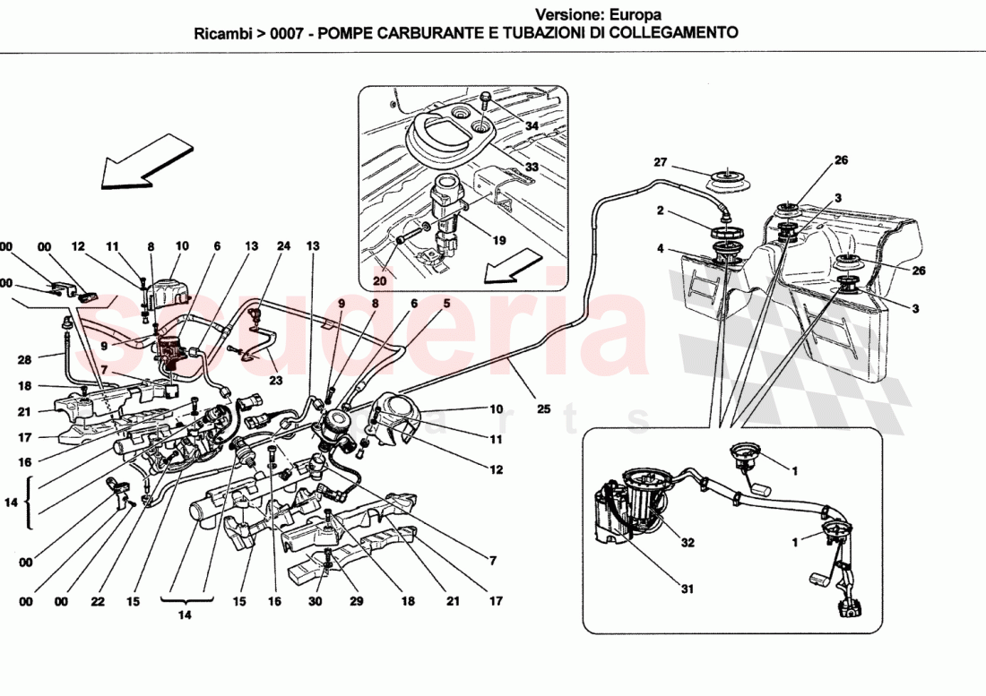 FUEL PUMPS AMD CONNECTION LINES of Ferrari Ferrari California (2008-2011)