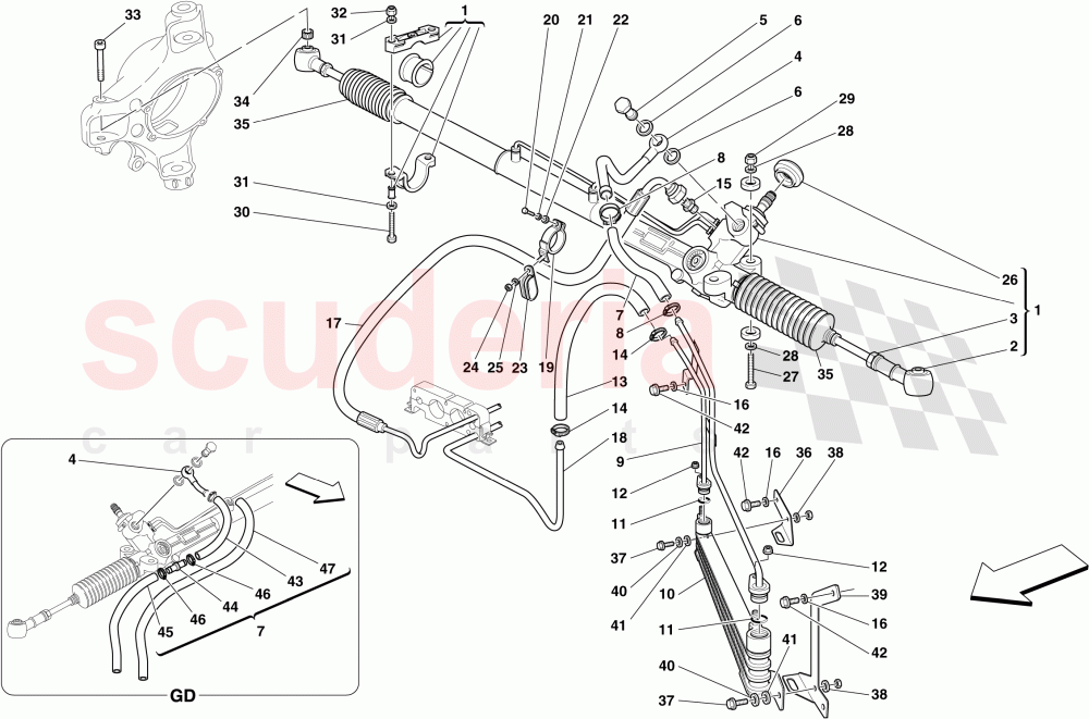 HYDRAULIC POWER STEERING BOX AND SERPENTINE COIL of Ferrari Ferrari 430 Scuderia Spider 16M