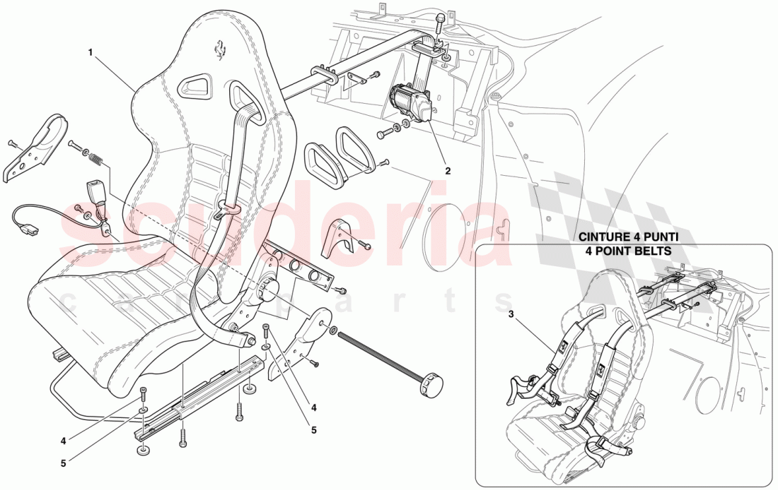 SEAT AND SAFETY BELTS of Ferrari Ferrari 550 Barchetta