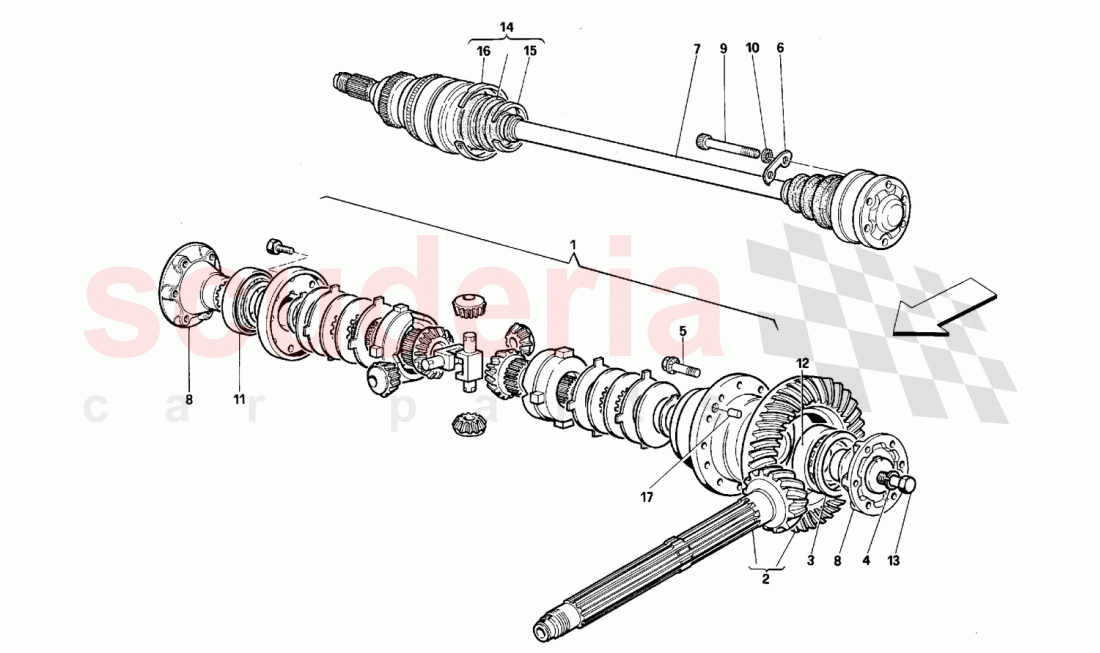 Differential and axle shafts of Ferrari Ferrari 512 TR